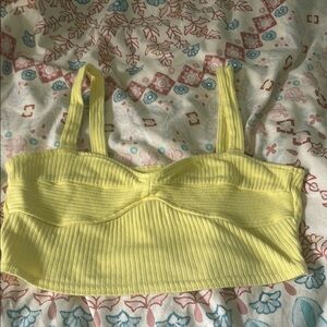 Yellow Ribbed Women's Crop Top